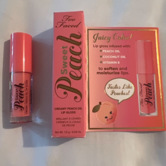 🍑Too Faced Sweet Peach Creamy Peach Oil Lip Gloss Mini🍑 - Picture 3 of 3